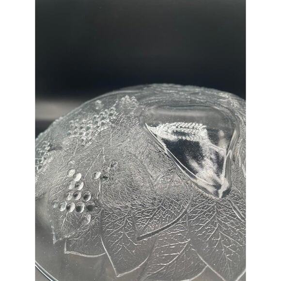 Beautiful Glass Bowl Embossed Fruit and Leaves - Picture 5 of 7